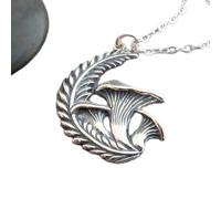 Collana in argento sterling 925 con finferli e felci. Ciondolo da raccolta con cacciatore Houby, piccolo ciondolo da favola, delicato e grazioso|con catena da 18 pollici|placcato argento|LK_PNK_02958