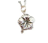 Collana in argento sterling 925 con fiore di ibisco, gioiello delicato con fiore tropicale, ciondolo piccolo, regalo per lei, Hawaii | con catena da 18 pollici | placcato argento | LK_PNK_02922