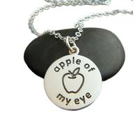 collana in argento sterling 925 con la mela dei miei occhi. Piccolo gioiello ispiratore, citazione ispiratrice, regalo con parola d'amore, ciondolo romantico|catena 18 pollici|placcato argento|_2796