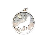 Collana in argento sterling 925 con lupo ululante e luna in bronzo. Simbolo animale spirituale del bosco. Ciondolo potente. Regalo di istinto feroce, forza e lealtà | con catena da 18 pollici |