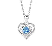 Collana in argento Sterling 925 con moissanite con ciondolo a forma di cuore con strass e ciondolo a forma di cuore, collana scintillante e lunga dell'amicizia, per donne, regalo per la mamma,