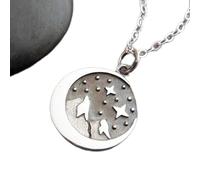 Collana in argento sterling 925 con notte stellata di montagna. Gioielli boho naturali. Catena innevata. Ciondolo con cielo notturno celeste e luna invernale | con catena da 18 pollici | placcato