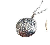 Collana in argento sterling 925 con paesaggio lunare completo. Piccolo ciondolo lunare testurizzato. Ciondolo rustico spaziale, astrologia celeste, regalo semplice e cosmico | con catena da 18