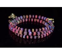 Collana in argento sterling 925 con perle di opale etiope rosa 18" in...
