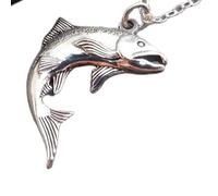 Collana in argento sterling 925 con salmone. Ciondolo a forma di piccolo pesce. Pesca sportiva con la mosca. Ciondolo con spirito del fiume. Gioielli con amore per la natura del lago. | Con catena