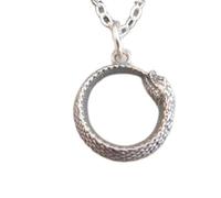 collana in argento sterling 925 con serpente ouroboro, piccolo cerchio, serpente drago che morde la coda, delicato gioiello universo di speranza infinita|catena 18 pollici|placcato argento|_3076