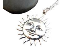collana in argento sterling 925 con sole sorridente, piccolo ciondolo a forma di raggio di sole, ciondolo solare boho bohémien, rustico, yoga, tutti i giorni|catena 18 pollici|placcato argento|_2709
