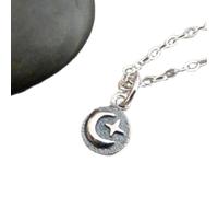 Collana in argento sterling 925 con stella e ciondolo a forma di mezzaluna. Ciondolo rustico boho bohémien. Semplice ciondolo a forma di mezzaluna per tutti i giorni. Delicato e grazioso | con
