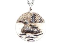 Collana in argento sterling 925 con strolaga e uccello sullo stagno. Ciondolo osservatore della natura. Ciondolo realistico con totem dello spirito animale. Regalo per ornitologi | con catena da 18