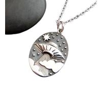 Collana in argento sterling 925 con ufo tra le nuvole. Astronave che irradia luce. Spazio. Gioielli scientifici alieni. Regalo originale. Ciondolo fantascientifico | con catena da 18 pollici |