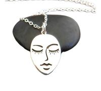 Collana in argento sterling 925 con volto sereno, piccolo ciondolo zen calmo, ciondolo per meditazione, gioielli bohémien, spiritualità, yoga, yogi, tutti i giorni | con catena da 18 pollici |