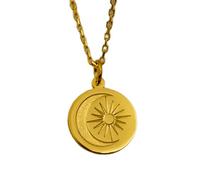 Collana in argento sterling 925 da 22 mm | catena da 18 pollici | ciondolo luna e sole - gioiello celeste simbolo di armonia ed equilibrio unico | placcatura in oro fatta a mano | LK_PNK_01842