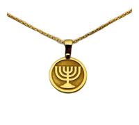 Collana in argento sterling 925 da 22 mm|catena da 18 pollici|collana menorah|piccolo ciondolo religioso a forma di candeliere ebraico|per ebrei|gioielli fatti a mano placcati in oro|LK_PNK_01727