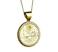 Collana in argento sterling 925 da 22 mm|collana sole e luna|amuleto celeste|ciondolo con corda della dualità|medaglione|celeste|gioielli|gioielli fatti a mano con placcatura in oro|LK_PNK_00339