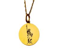 Collana in argento sterling 925 da 24 mm | catena da 18 pollici | ciondolo con torcia della statua della libertà, simbolo di New York || gioielli fatti a mano con placcatura in oro | LK_PNK_01368