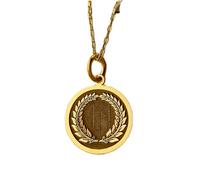 Collana in argento sterling 925 da 24 mm | catena da 18 pollici | corona d'alloro | ciondolo con corona d'alloro | simbolo della corona | gloria | antica Roma | donna | placcatura in oro | L_01095