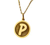 Collana in argento sterling 925 da 24 mm | catena da 18 pollici | iniziale | lettera p | iniziale laterale | ciondolo con nome | gioielli | festa della mamma | gioielli placcati in oro | L_01534