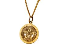 Collana in argento sterling 925 da 24 mm | catena da 18 pollici | tetragramma | ciondolo tetragramma | ciondolo re Eliphas Levi in acciaio inossidabile | compleanno | placcatura in oro | L_01057