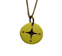 Collana in argento sterling 925 da 25 mm|catena da 18 pollici|con stella polare|ciondolo|ciondolo con bussola incisa a forma di nord|con disco celeste|gioielli fatti a mano con placcatura in oro|_0837