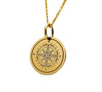 Collana in argento sterling 925 da 26 mm | catena da 18 pollici | bussola | ciondolo bussola a moneta | gioielli bussola | bussola stella polare | viaggiatore | gioielli placcati in oro | 00766