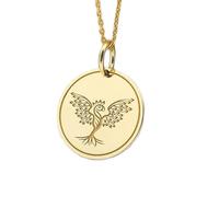 Collana in argento sterling 925 da 26 mm|catena da 18 pollici|con albero e uccellino|ciondolo con moneta|gioielli|ciondolo|ciondolo delicato|gioielli fatti a mano con placcatura in oro|LK_PNK_00027