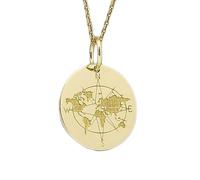 Collana in argento sterling 925 da 26 mm|catena da 18 pollici|con bussola e terra|ciondolo con mappa|gioielli|ciondolo|delicato viaggiatore del mondo|gioielli fatti a mano con placcatura in oro|_0077