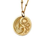 Collana in argento sterling 925 da 28 mm|collana drago fenice ying yang|gioielli mitologici|ciondolo cinese antico|ciondolo disco ying|per donna|gioielli fatti a mano placcati in oro|LK_PNK_00775