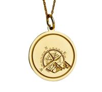 Collana in argento sterling 925 da 28 mm|con bussola|Ciondolo montagna|Gioielli per la voglia di viaggiare|Laurea|Ciondolo direzione|da viaggio|Gioielli fatti a mano con placcatura in oro|LK_PNK_00680