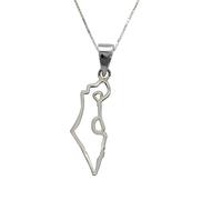 Collana in argento sterling 925 mappa di Israele ciondolo geometrico...