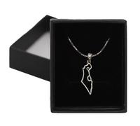 Collana in argento sterling 925 mappa di Israele ciondolo geometrico...
