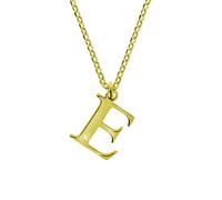 Collana in argento sterling 925 placcato oro lettera E 1 diamante. 0,008 ct. V
