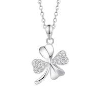 Collana in argento Sterling a forma di quadrifoglio da donna, delicata collana con ciondolo a forma di quadrifoglio portafortuna con zirconia cubica, regalo di buona fortuna per lei