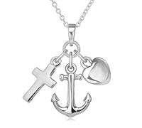 Collana in argento Sterling, con ciondolo a tema amore, speranza e fiducia, con catena da 45,7 cm