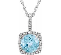 Collana in argento sterling con ciondolo aureola con topazio blu cielo da 1,65 ct con pietra portafortuna del mese di novembre, 45,7 cm (0,012 ct, HJ, I3), pietra preziosa in metallo, topazio blu