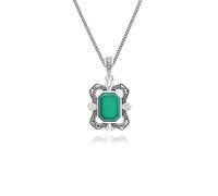 Argento Sterling Art Déco Stile Baguette Calcedonio E Marcasite Ciondolo Collana