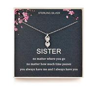 Collana in argento Sterling con due cuori intrecciati e infinito con doppio cuore, gioiello di compleanno per sorelle, non importa, Argento sterling, Zirconia cubica