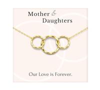 Collana in argento Sterling placcato oro con scritta "Hope, Love Shine", per mamma e figlia, con cerchi a doppio contatto, confezione da 1/2 regalo per la festa della mamma, 17 mm, 12 mm, 10 mm
