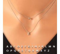 Collana in argento sterling S925 a più strati con ciondolo a forma di cuore e 26 lettere, collana d'amore a doppio strato per donne, regalo di gioielleria per uso quotidiano e San Valentino L,M,S,H,A,