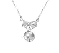 Collana in argento Sterling S925 con zirconi cubici placcati in oro rosa, collana con ciondolo a forma di campanellino natalizio, LSN291, in argento Sterling, con zirconia cubica