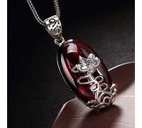 Collana in argento Sterling S925 da donna con ciondolo a forma di fiore di loto con granato classico semplice palazzo nazionale vento moda regalo squisito LJBLEUSK