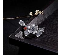 Collana in argento sterling S925 fiore rosso del sud per le donne in difficoltà classico semplice palazzo nazionale vento moda regalo squisito, LJBLEUSK