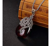 Collana in argento sterling S925 granato da donna con fiori classici ciondolo semplice palazzo nazionale vento moda regalo squisito, LJBLEUSK
