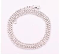 Collana In Argento Sterlingo 925 Con Perline A Sfera Taglio Luna In Diamante 2Mm