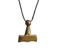 Collana in bronzo martello di Thors ciondolo in pelle Mjolnir pizzo pagano...