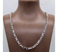 Collana In Catena Box Chunky Da 5Mm In Oro Bianco Solido 14K Tutte Le Taglie