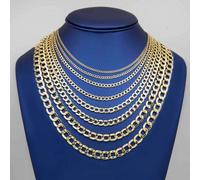 Collana In Catena Curb Link Lucida Di Vero Oro Giallo 14K Tutte Le Taglie