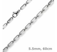 Collana In Catena Di Placca 5,5Mm In Oro Bianco Massiccio 585 60Cm Per Uomini