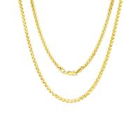 Collana In Catena Franco Wheat Foxtail Palm Link In Oro Giallo 10K 3mm 16"-30"