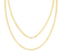 Collana In Catena Herringbone Piatta In Seta Lucida 4Mm In Oro Giallo 14K 22"