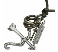 Collana IN Cuoio Nero Con Ciondolo Arc Freccia Croce